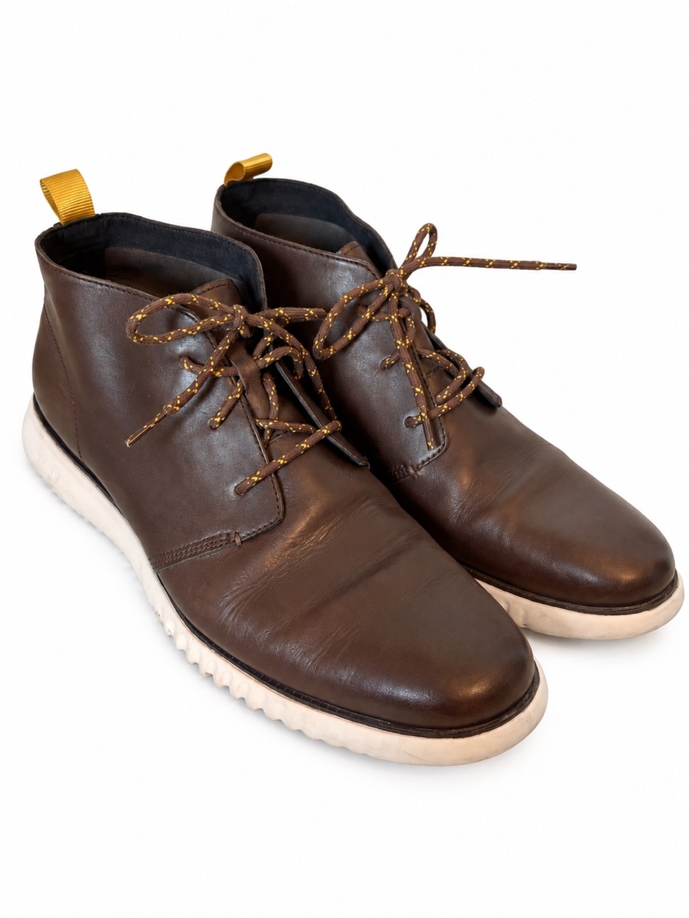 Cole Haan Zerogrand Brown Leather Chukka Boots with White Sole 11.5